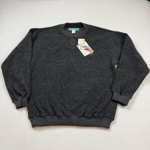 Big Dogs Mens‎ SM Charcoal Black Henley Sweater Vintage Marled Knit Pullover NOS